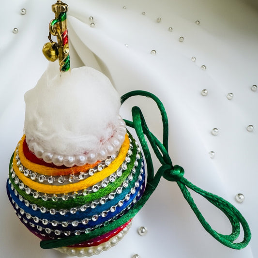 Size No. 3 & 4 Janmashtami Combo – Yellow Embroidered Dress, Makhan Matki, Nazar Mala, Golden Matki & Kangan