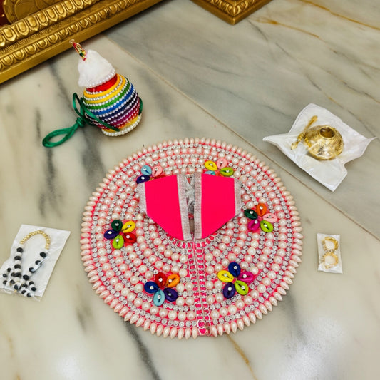 Size No. 3 & 4 Janmashtami Combo – Pink Dress, Makhan Matki, Nazar Mala, Golden Matki & Kangan Set