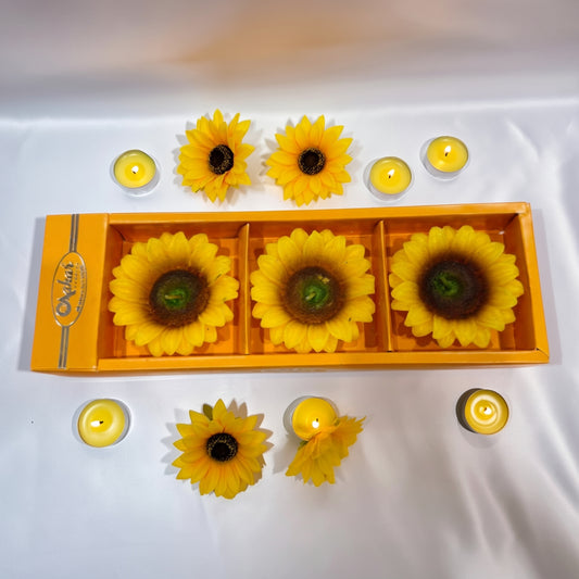 Sunflower Decorative Candle Set of 3 | Festive Home Decor | Diwali Sale 10% OFF