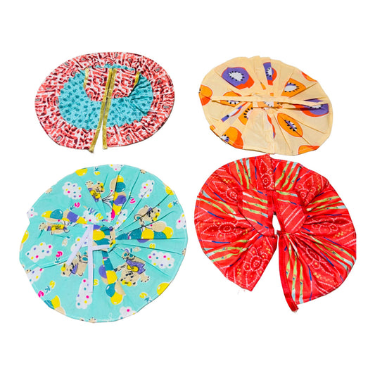 Combo of 4 Designer Cotton Laddu Gopal Dresses | Comfortable Daily Wear for Bal Gopal | Handmade Puja Collection 2025